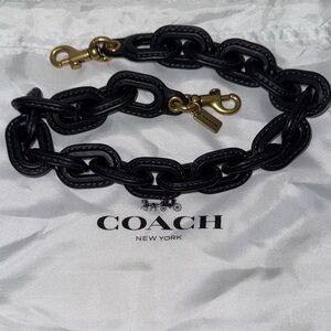Coach Black Leather Chain Belt